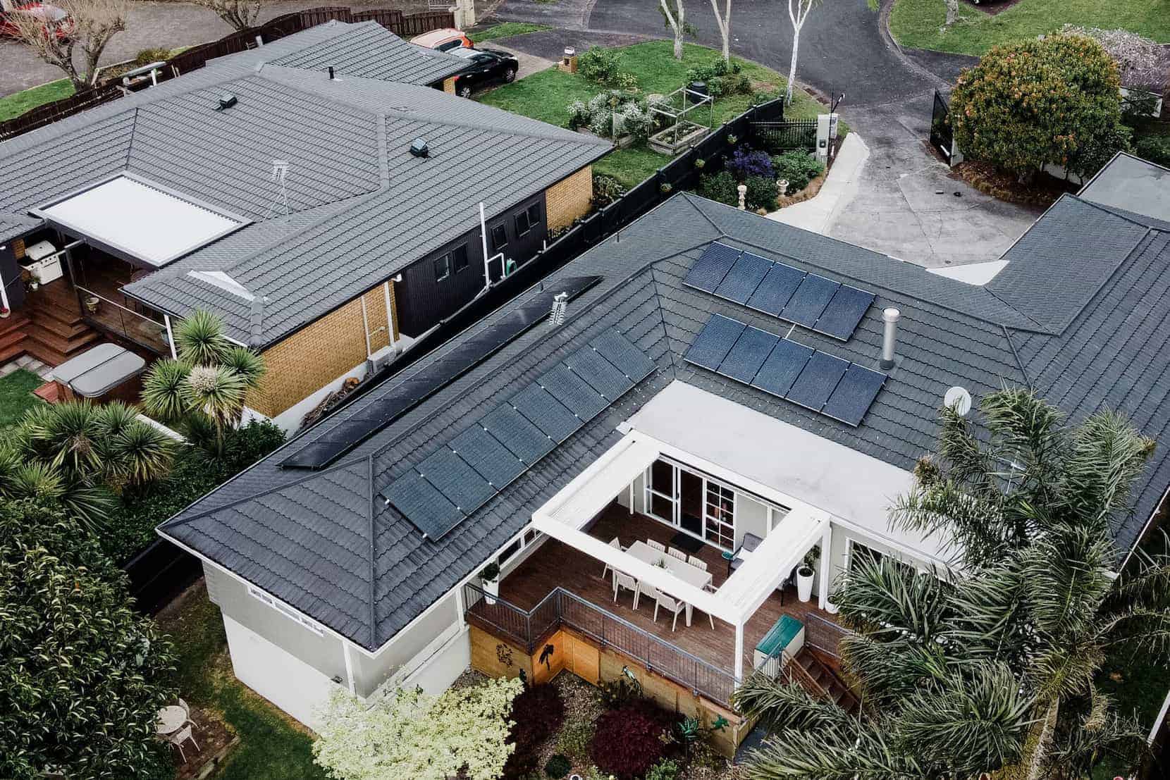 Solar Power drone image - Derek and Donna rooftop auckland